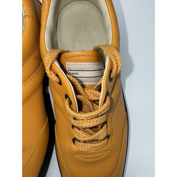 TOD'S LOW TOP SNEAKERS EU 37 1/2, US 7.5 Orange Leather Lace Up - Picture 9 of 11